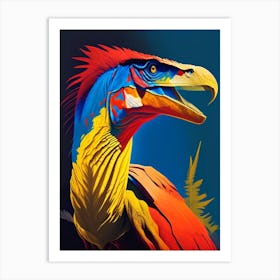Utahraptor Primary Colours Dinosaur Art Print