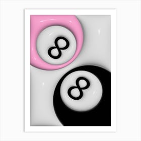 8 ball pink and black Art Print