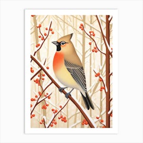 Bird Illustration Cedar Waxwing 2 Art Print