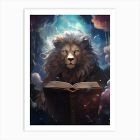 Lion Reading A Book 1 Art Print