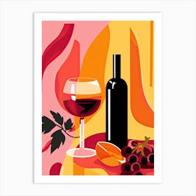 Wine And Grapes, Inspired by Matisse Art Print