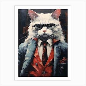 Gangster Cat Turkish Angora 3 Art Print