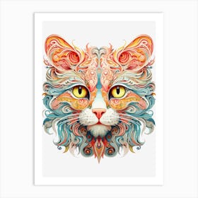 Psychedelic Cat pet day Art Print