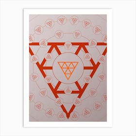 Geometric Abstract Glyph Circle Array in Tomato Red n.0014 Art Print