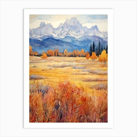 Autumn National Park Painting Grand Teton National Park Wyoming Usa 1 Art Print