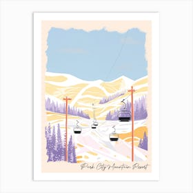 Poster Of Park City Mountain Resort   Utah, Usa, Ski Resort Pastel Colours Illustration 0 Art Print