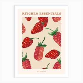 Strawberry Pattern Illustration Poster 2 Art Print