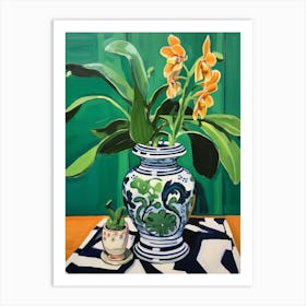 Flowers In A Vase Still Life Painting Orchid 3 Art Print