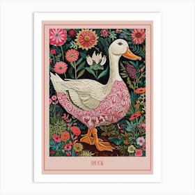Floral Animal Painting Duck 1 Poster Art Print