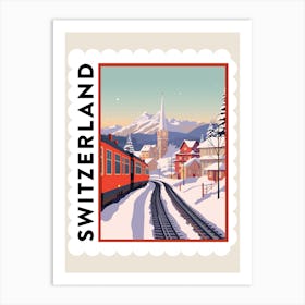 Retro Winter Stamp Poster Lucerne Switzerland 2 Art Print