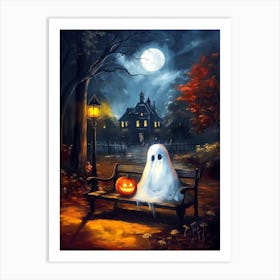 Ghost Sitting On A Bench 4 Art Print