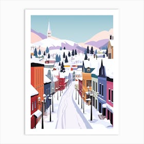 Retro Winter Illustration Bergen Norway 1 Art Print