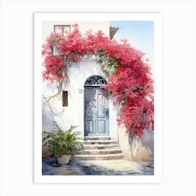 Naples, Italy   Mediterranean Doors Watercolour Painting 1 Art Print