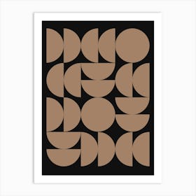Mid Century Abstract Geometric Grid Tan brown black Art Print