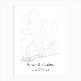 Kawartha Lakes,Canada Minimalist Map Art Print