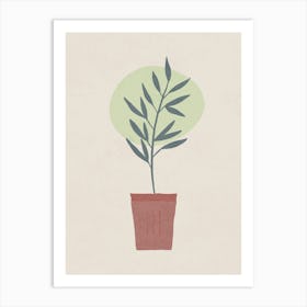 Minimalist Potted Plant with Soft Geometric Background Art Print