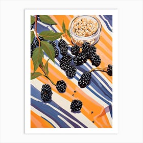 Elderberries Fruit Summer Illustration 1 Art Print