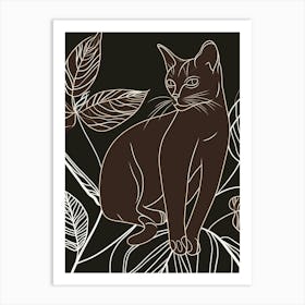 Havana Brown Cat Minimalist Illustration 3 Art Print