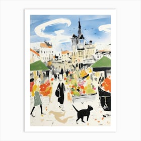 The Food Market In Cambridge 1 Illustration Art Print