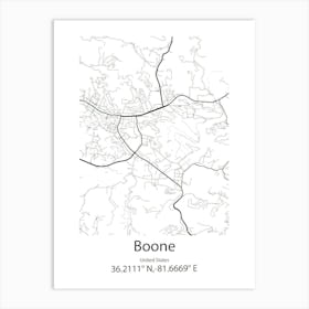 Boone,United States Minimalist Map 1 Art Print