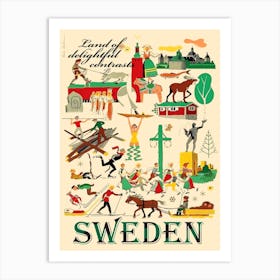 Sweden, Land Of Wonderful Contrasts, Collage Art Print