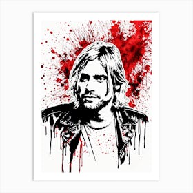 Kurt Cobain Portrait Ink Painting (30) Art Print