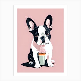French Bulldog With Ice Cream Art Print