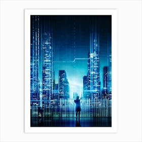 Cyber Intelligence Technology At The Forefront Enhancing Business Operations Abstract Digital Netw (1) Art Print