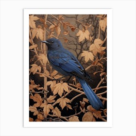 Dark And Moody Botanical Bluebird 4 Art Print