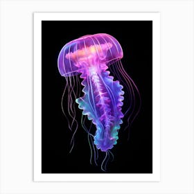 Mauve Stinger Jellyfish Neon Illustration 4 Art Print