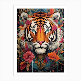 Tiger Art In Mural Art Style 4 Art Print