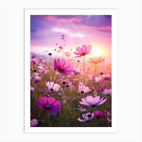 Cosmos Wilflower At Sunset In South Western Style  (4) Art Print