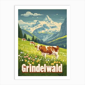 Aihrgdesign A Classic 1960s Travel Poster For Grindelwald 1 Art Print