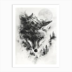 Wolf In The Forest 4 Art Print