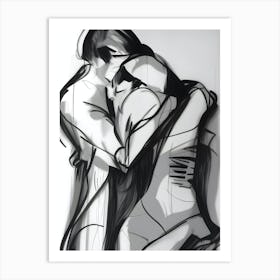Kissing Couple Abstract Art Print