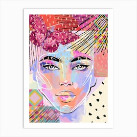 Woman With A Butterfly Art Print