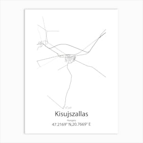 Kisujszallas,Hungary Minimalist Map Art Print