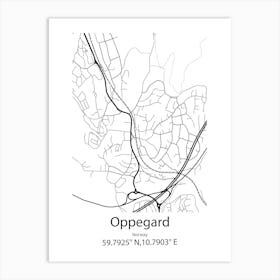 Oppegard,Norway Minimalist Map Art Print