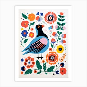 Scandinavian Bird Illustration Pigeon 3 Art Print