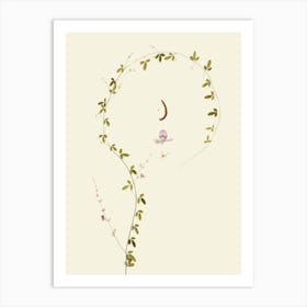 Moon And Flowers Art Print