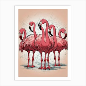 Flamingos 4 Art Print