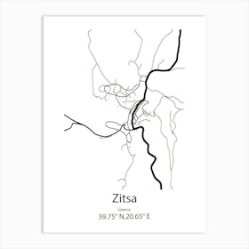 Zitsa,Greece Minimalist Map Art Print