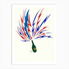 Champagne Bottle Explosion - minimal illustration drink kitchen cafe Art Print