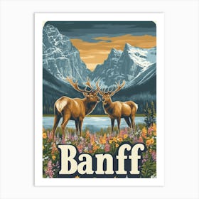 Aihrgdesign A Retro Travel Poster For Banff 2 Art Print