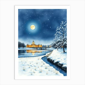 Winter Night In Sweden Art Print