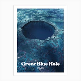 Great Blue Hole Belize Diving Digital Travel Art Poster