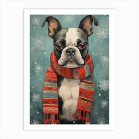 Boston Terrier Christmas Art Print