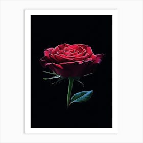 Red Rose On Black Background 65 Art Print