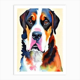 Greater Swiss Mountain Dog 3 Watercolour Dog Art Print