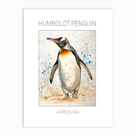 Humboldt Penguin Laurie Island Watercolour Painting 2 Poster Art Print